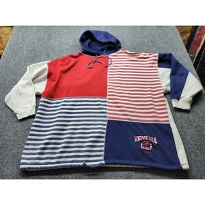 Vintage Venezia Vitale Colorblock Hoodie Red White Blue Striped Sweatshirt 18/20